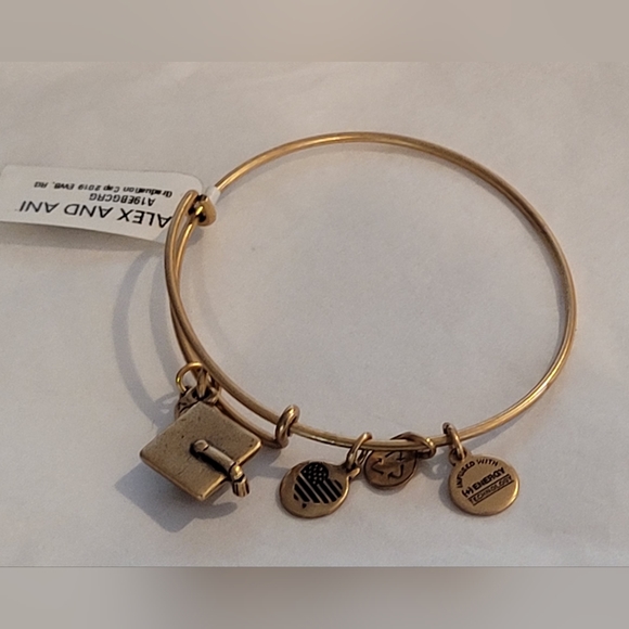 Alex and Ani Gold Toned Graduation Cap Bracelet - With Tag - Picture 2 of 5